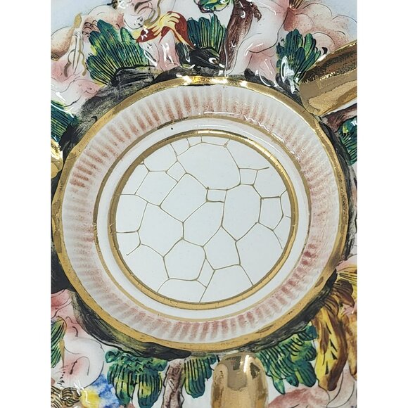 Hand-Painted Capodimonte Italian Porcelain Decorative Ashtray With Cherub Signed - Picture 8 of 9